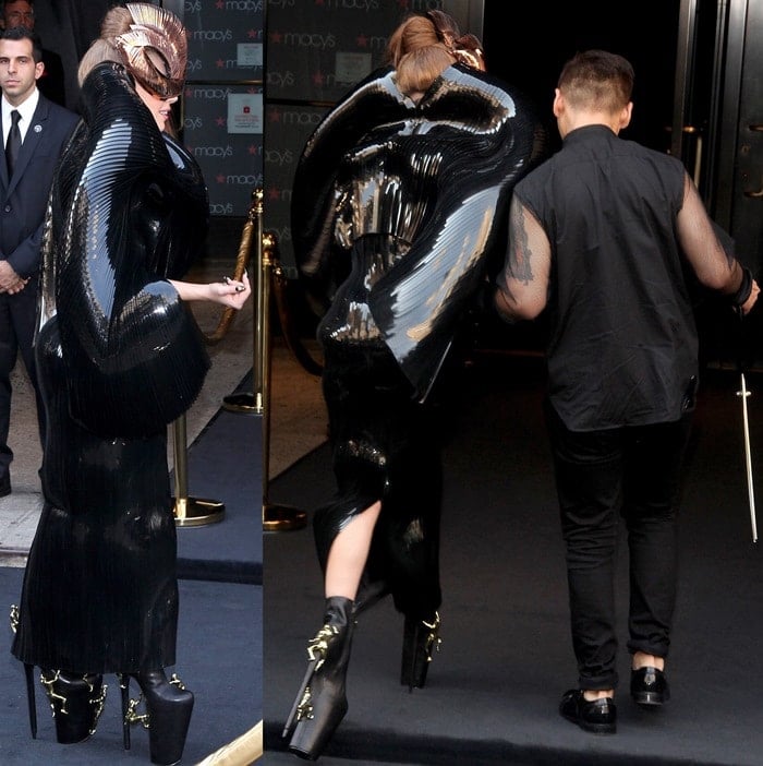 Lady Gaga arrives at Macy's Herald Square for her '