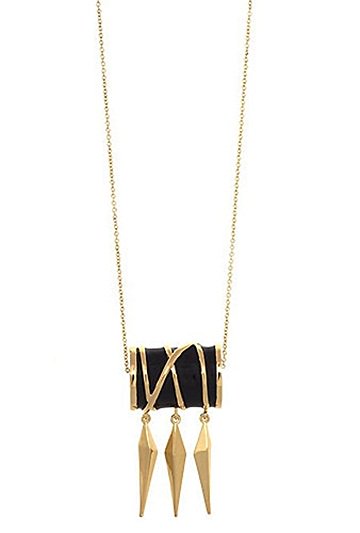 Belle Noel Black Enameled Dagger Pendant Necklace