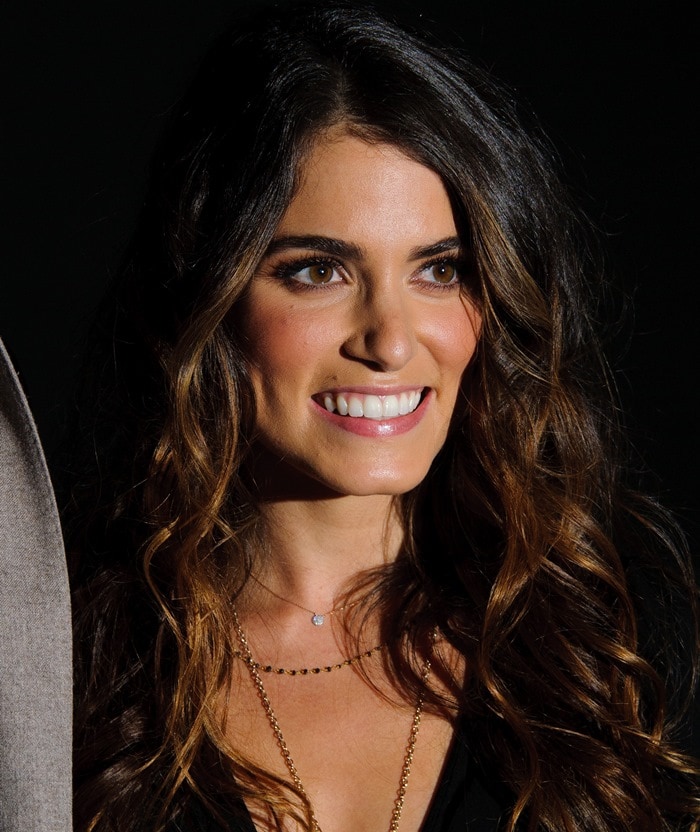 Nikki Reed with loose, wavy locks in a dress by Skaist-Taylor