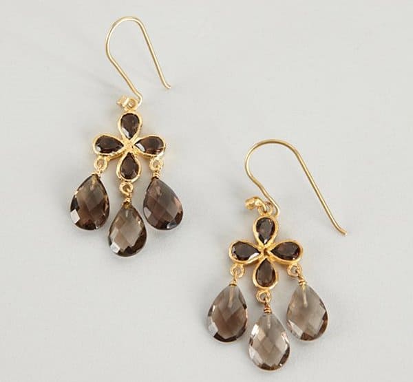 Soixante Neuf Smoky Quartz & Gold Chandelier Earrings