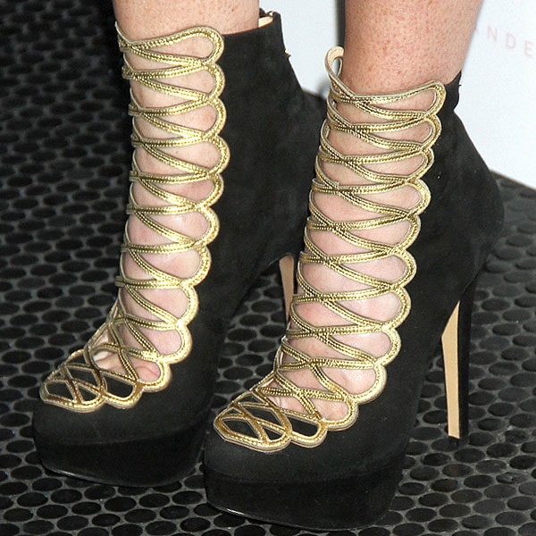 Tracy Anderson shows off her hot feet in Charlotte Olympia Zena booties