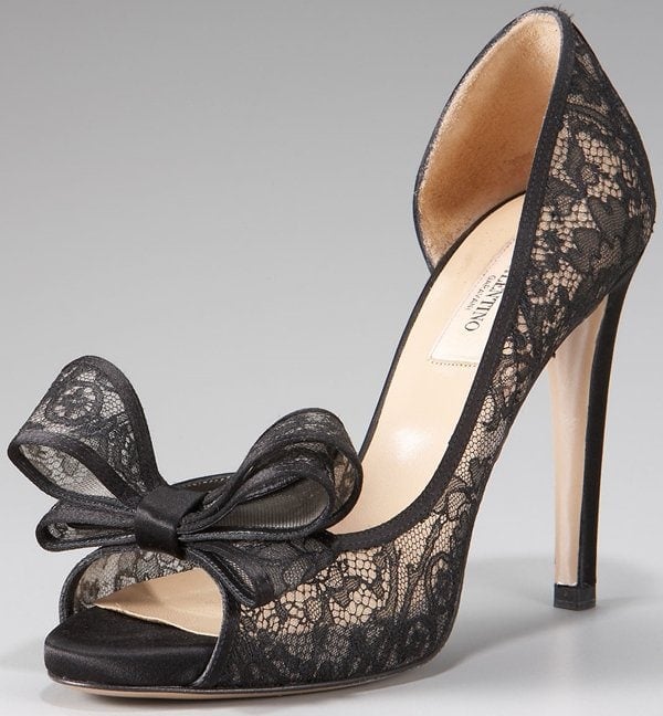 Valentino Lace Couture Bow D'Orsay Heels