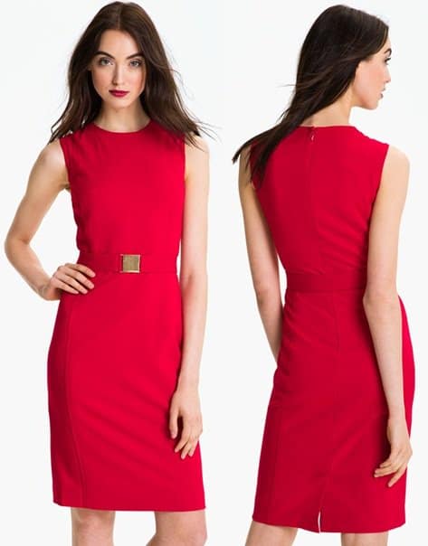 Calvin Klein Belted Sleeveless Sheath