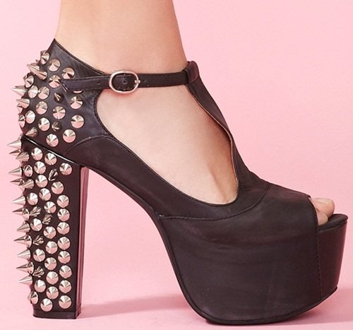 Jeffrey Campbell 'Foxy' Spike Platform Sandals in Black