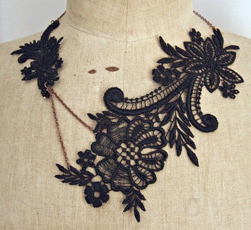 StitchFromTheHeart Magnolia Black Lace Necklace