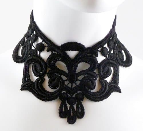 Intense Gothic Black Lace Choker Necklace
