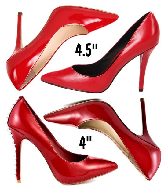 Pointy-toe red pumps