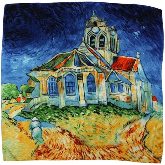 Van Gogh's Church at Auvers Printed Silk Scarf