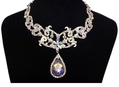 Initial Crystal Rhinestone Alloy Choker Pendant Necklaces