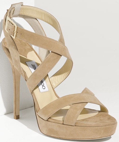 Jimmy Choo Vamp Sandals in Nude Suede