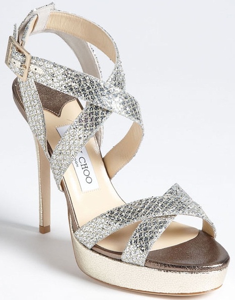 Jimmy Choo Vamp Sandals in Metallic Champagne