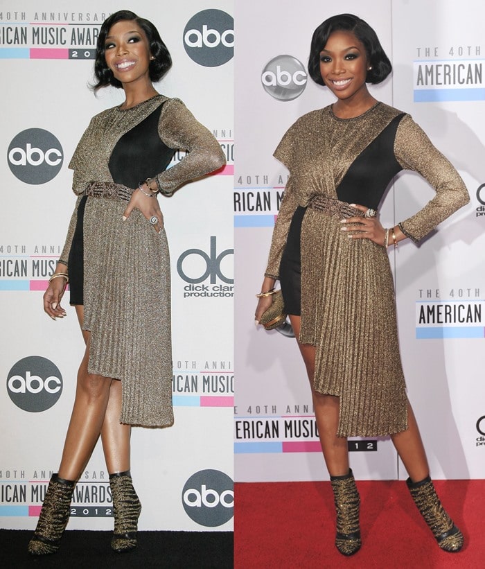Brandy at he 40th Anniversary American Music Awards 2012, held at Nokia Theatre L.A. Live in Los Angeles on November 18, 2012