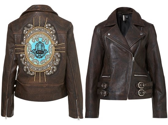 Embellished Hamsa Biker Jacket