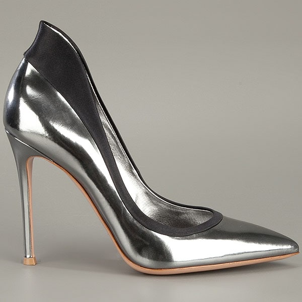 Gianvito Rossi Metallic Collared Pointy-Toe Pumps