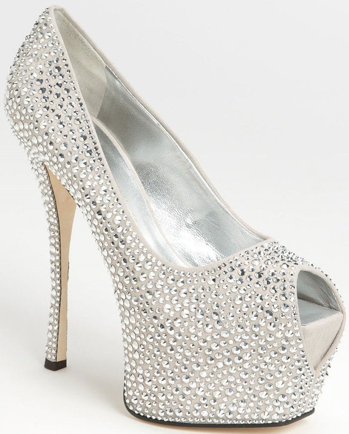 Giuseppe Zanotti Peep Toe Pump Crystal