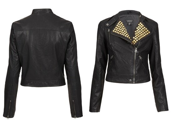 Gold-Studded Clean Biker Jacket