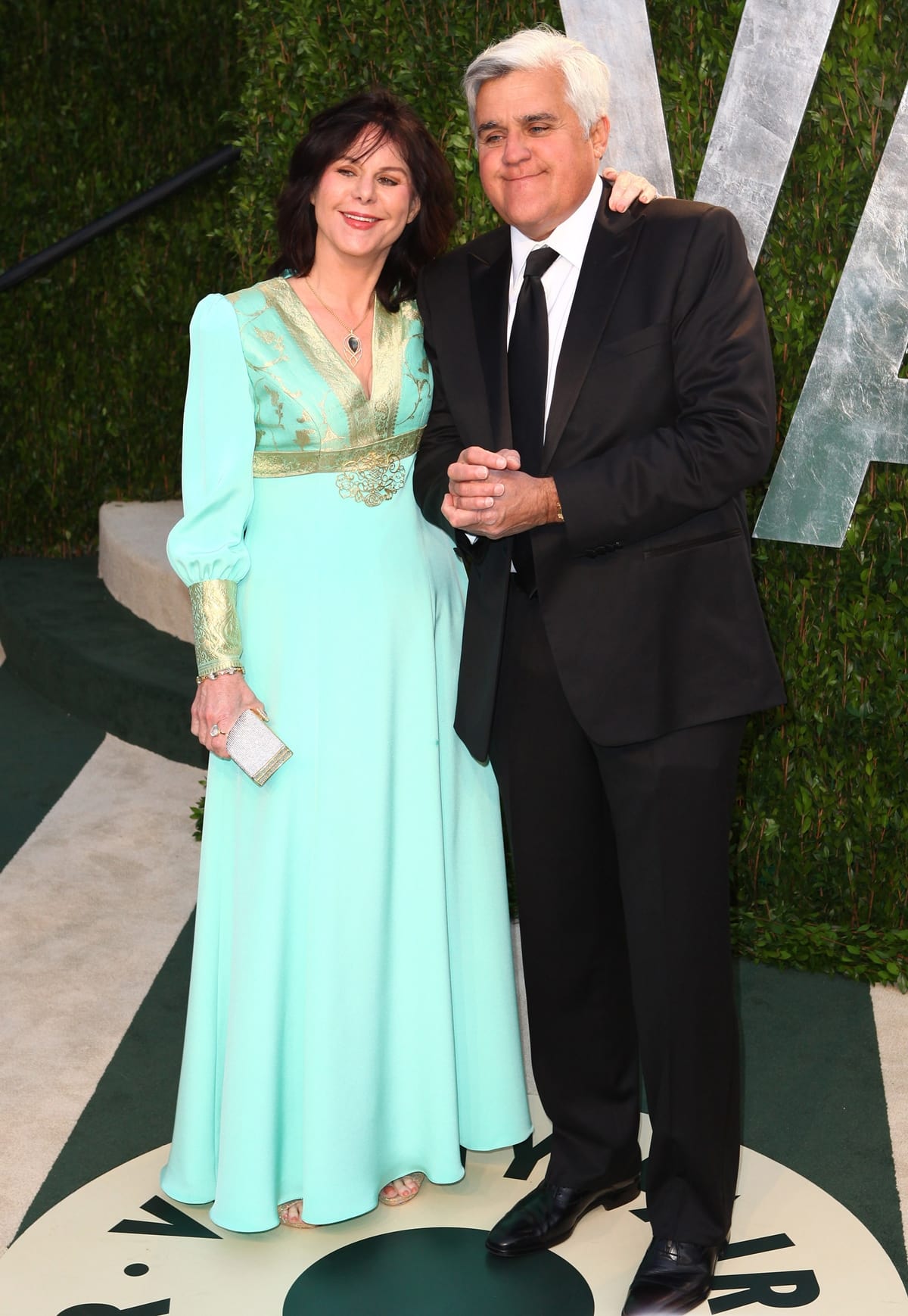 Jay Leno (R) and wife Mavis Leno arrive at the 2012 Vanity Fair Oscar Party