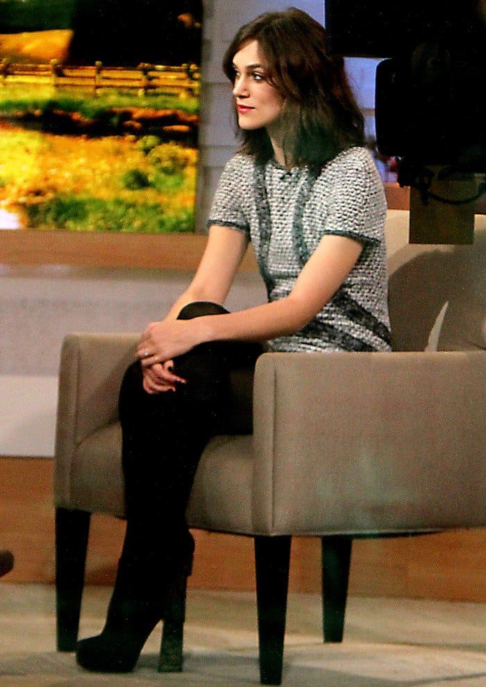 Keira Knightley talking about her new film, 'Anna Karenina', on ABC's 'Good Morning America' in New York City on November 9, 2012