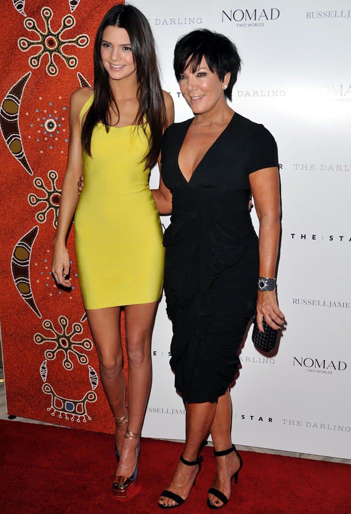 Kendall Jenner looked smashing in a shiny yellow bandage dress