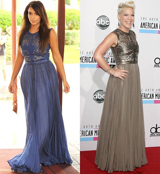 Style Showdown: Kim Kardashian in elegant blue versus Pink in shimmering bronze