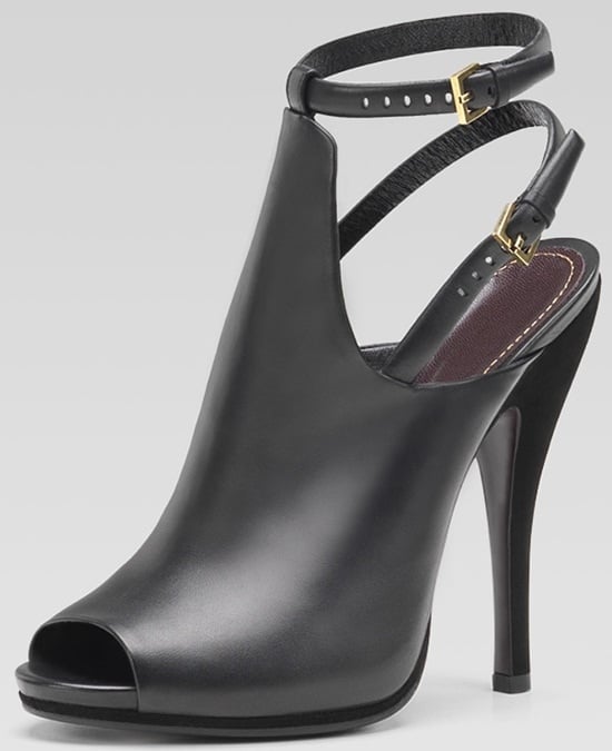 Gucci Jane Open-Toe Leather Booties