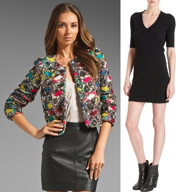 Alice + Olivia Ellie Open Front Box Jacket and Rag & Bone Majorca Dress