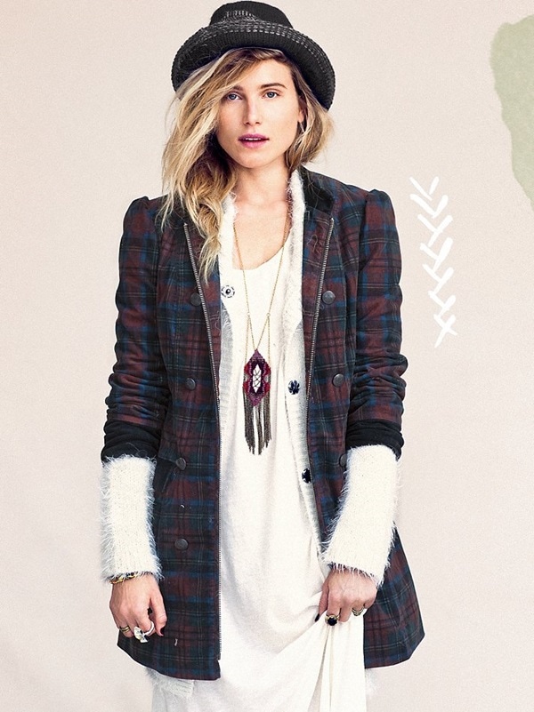 Plaid Corduroy Lady Coat