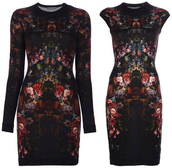 For those seeking Alexander McQueen's elegance in more wearable pieces, these floral-printed dresses offer a sophisticated yet practical choice, perfect for any season