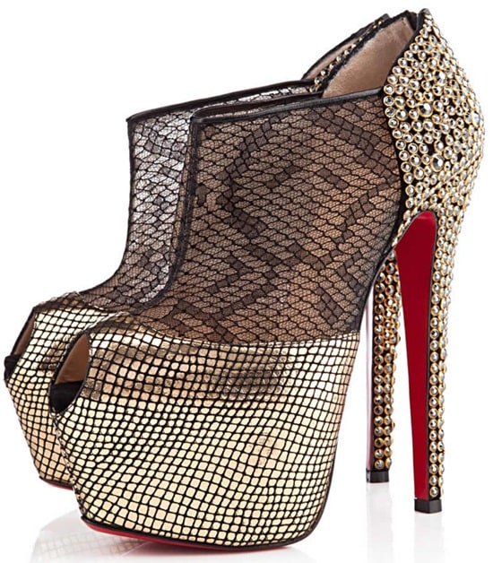 Christian Louboutin Red Sole Aeronotoc 160 mm Booties in Gold/Black