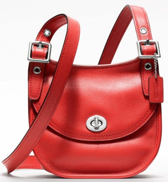 Coach Legacy Leather Mini Saddle Bag in Carnelian