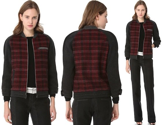 HAUS ALKIRE Vernon Bomber Coat in Red Plaid & Grey