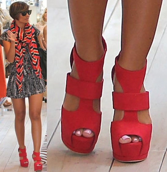 Frankie Sanford in strappy platform sandals