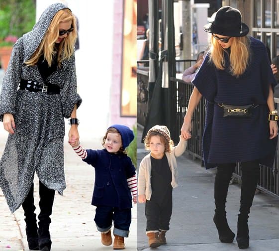 Boho-chic on the go, Rachel Zoe and Skyler showcase effortless style with flowy wraps on November 17 and 19, 2012