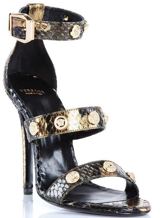 Versace Signature Medusa Studded Python Sandals