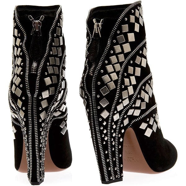 Azzedine Alaia Stud and Zip Suede Ankle Boots