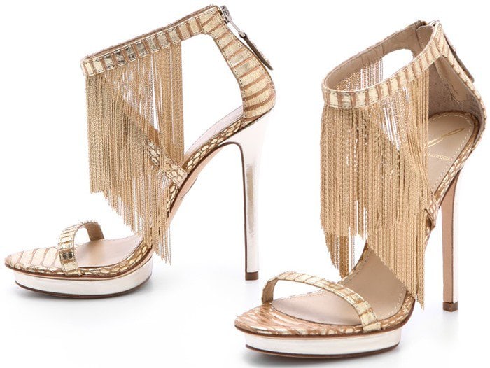 Gold Metallic B by Brian Atwood ‘Cassiane’ Chain Fringe Sandal