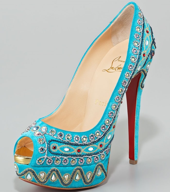 Christian Louboutin 'Bollywoody' Suede Pumps in Aqua