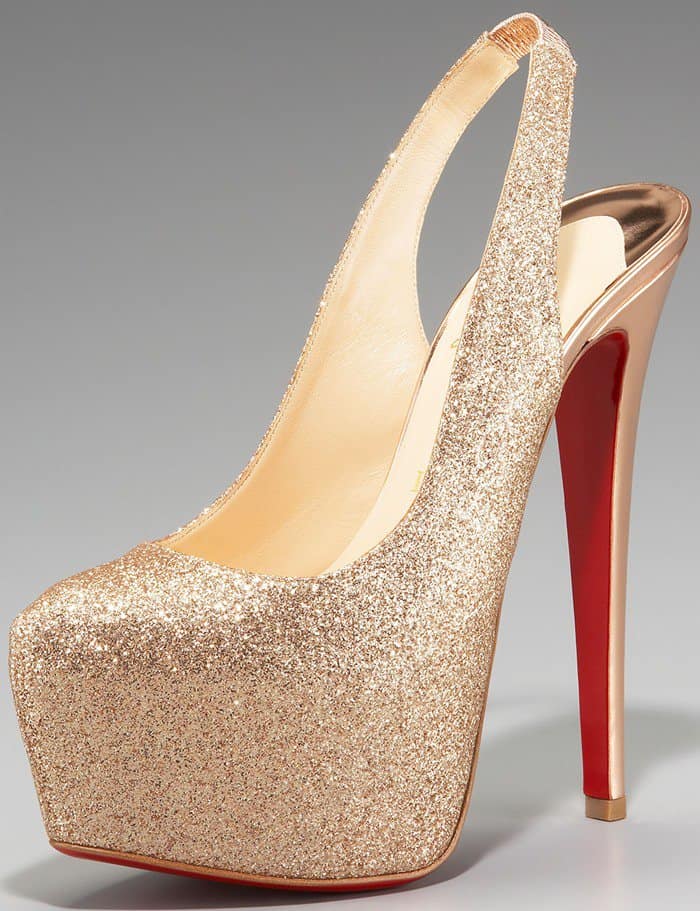 Christian Louboutin "Dafsling" Glittered Slingbacks