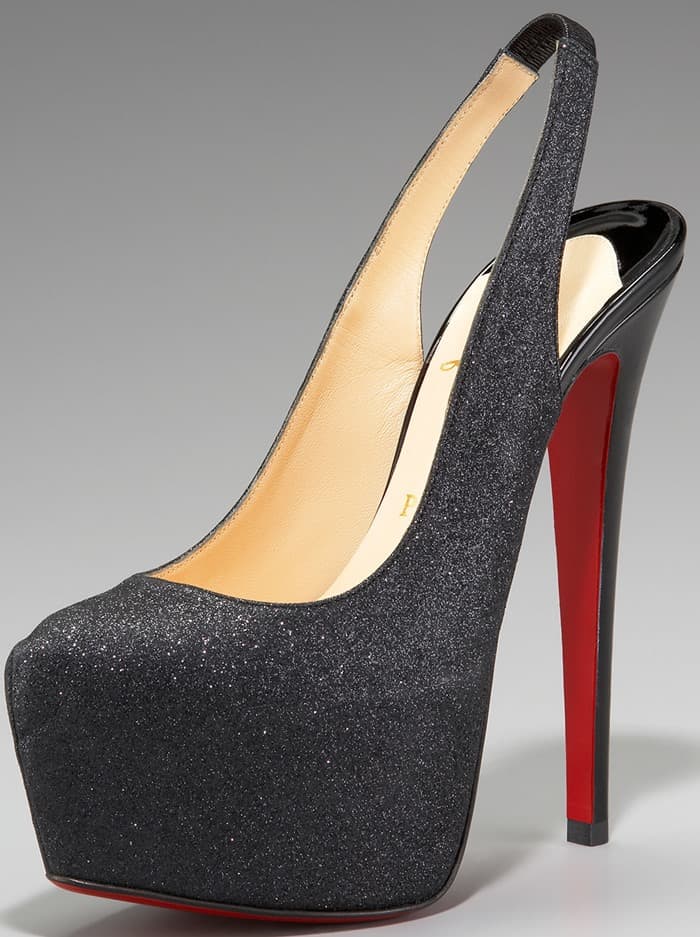 Christian Louboutin "Dafsling" Glittered Slingbacks