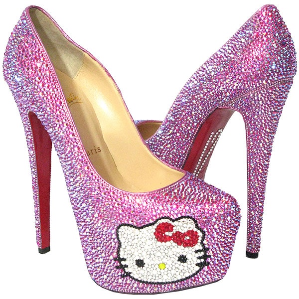 Crystal Heels Hello Kitty Christian Louboutin "Daffodile" Custom Shoes