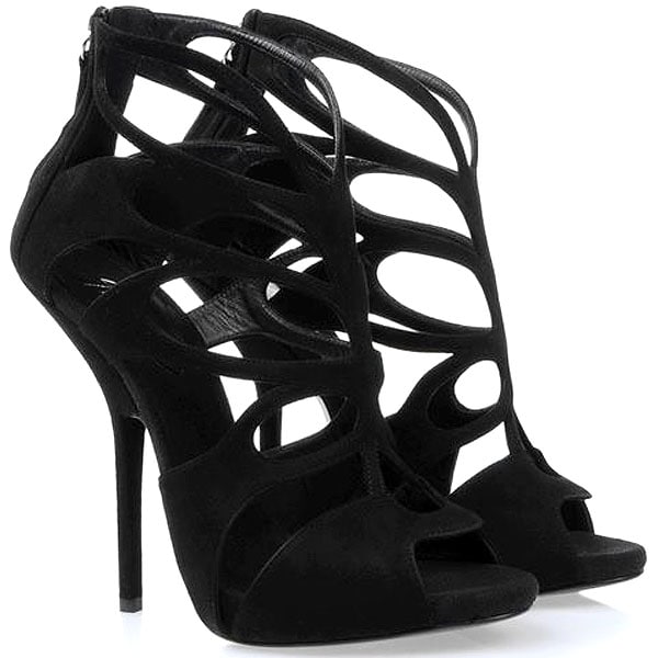 Giuseppe Zanotti Suede Cage Sandals in Black