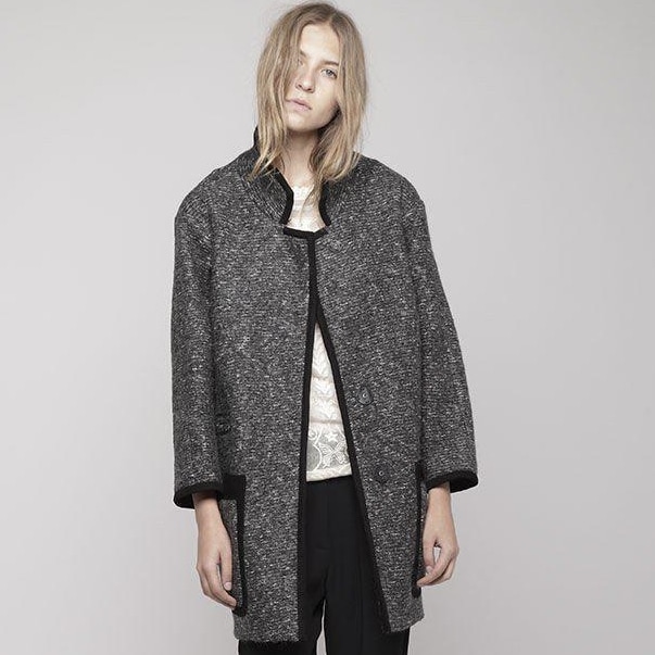 Isabel Marant Tweed Khan Coat in Gray