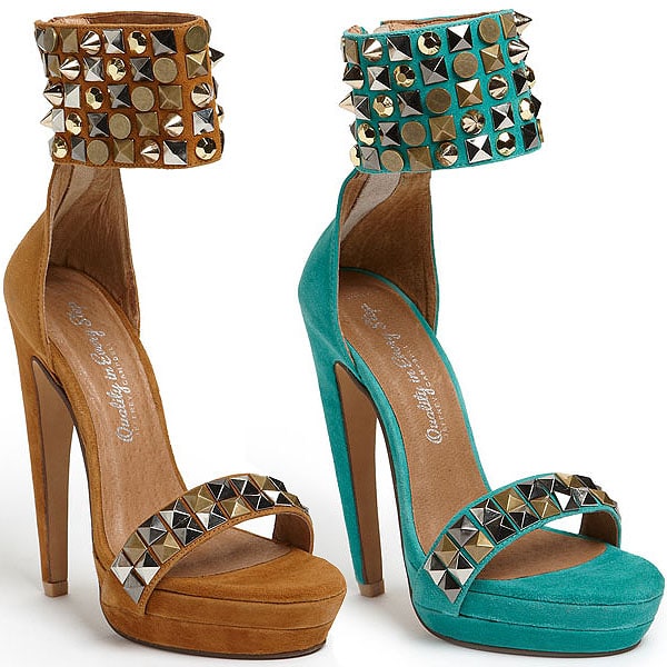 Jeffrey Campbell "Kylie" Studded Ankle-Cuff Platform Sandals