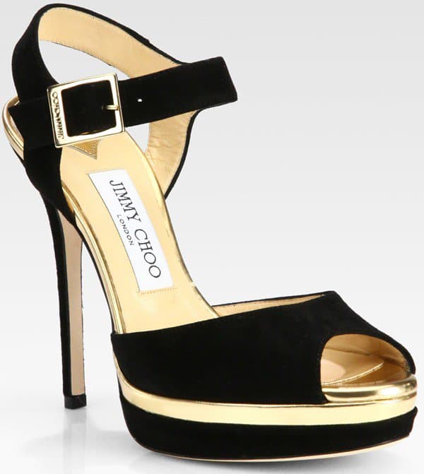 Jimmy Choo 'Pavlova' Ankle-Strap Sandals in Black