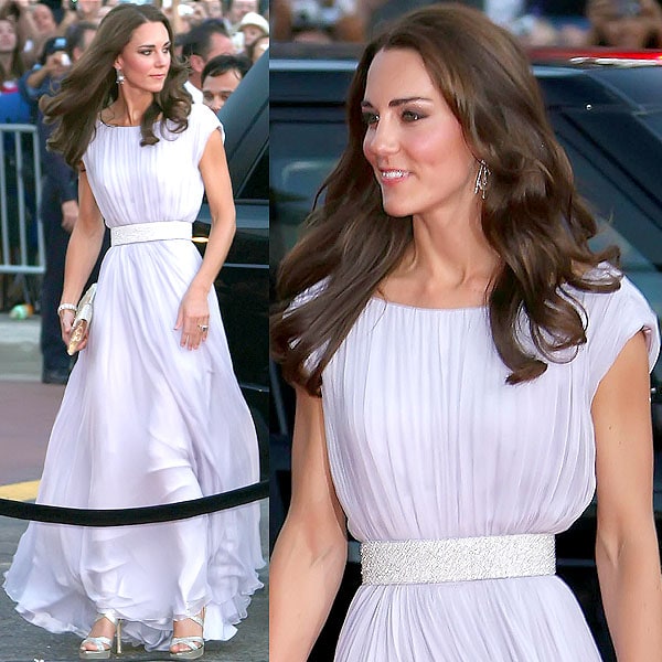 At the BAFTA Brits to Watch Gala on July 9, 2011, at the Belasco Theatre in Los Angeles, Catherine, the Duchess of Cambridge (commonly known as Kate Middleton), elegantly paired Jimmy Choo Vamp sandals with a lilac Alexander McQueen gown