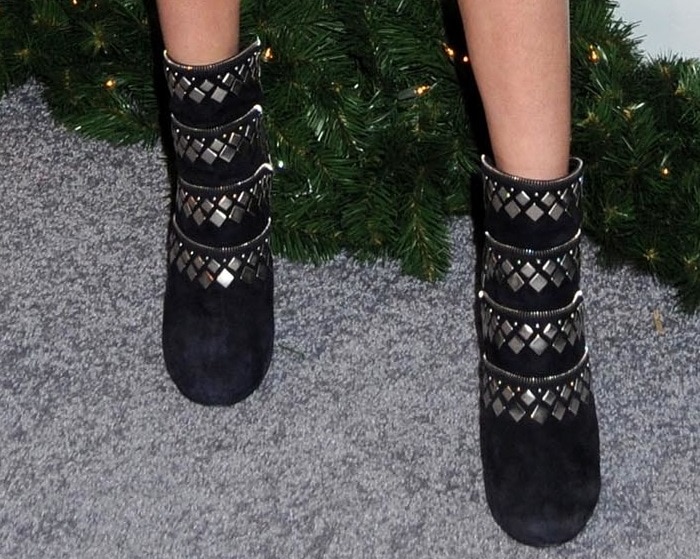 Kendall Jenner's Azzedine Alaia stud and zip suede ankle boots