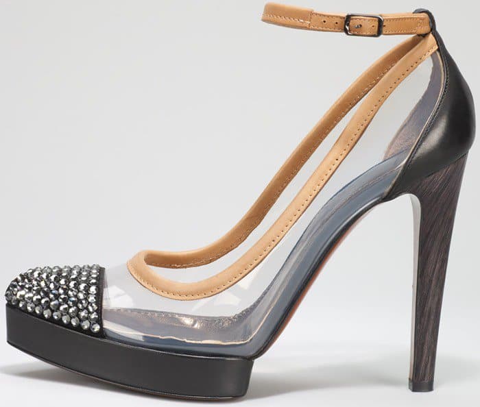 Lanvin Crystal Cap-Toe Clear Ankle-Strap Pumps