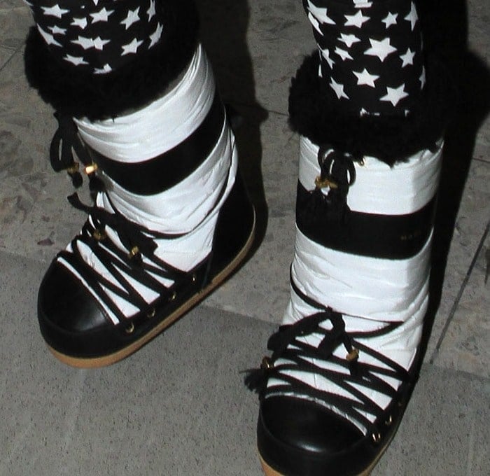 A closer look at Nicki's bulky MARC by Marc Jacobs snow boots