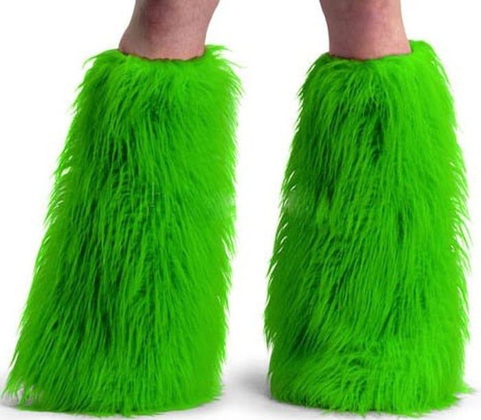 Pleaser Faux Fur Boot Sleeves in Neon Green