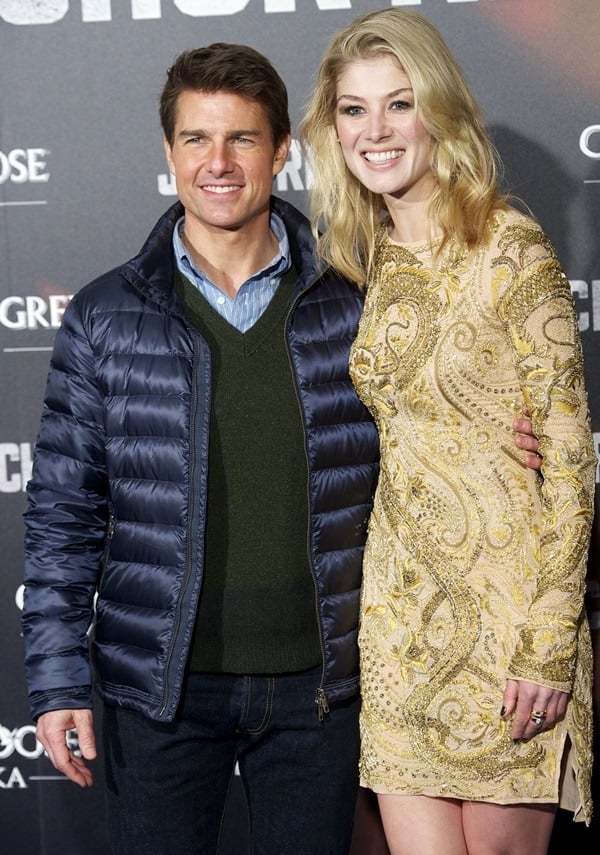 Tom Cruise and Rosamund Pike at the 'Jack Reacher' film premiere at Callao Cinema in Madrid on December 13, 2012